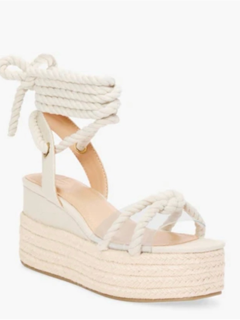 JustFab Cream Woven Rope Platform Espadrille Sandal - New w/o Tags